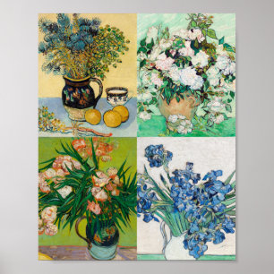 Vincent Van Gogh 1800s Flower Painting Collage Poster