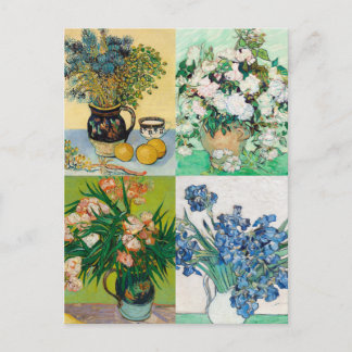 Vincent Van Gogh 1800s Flower Painting Collage Vykort