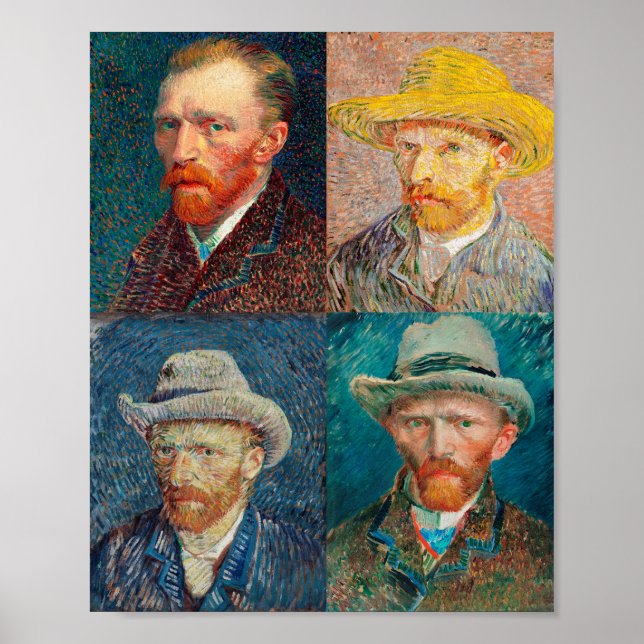 Vincent Van Gogh 1887 Självporträtt Collage Poster (Framsidan)
