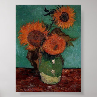 Vincent Van Gogh 3 Sunblommor Art Painting Print Poster