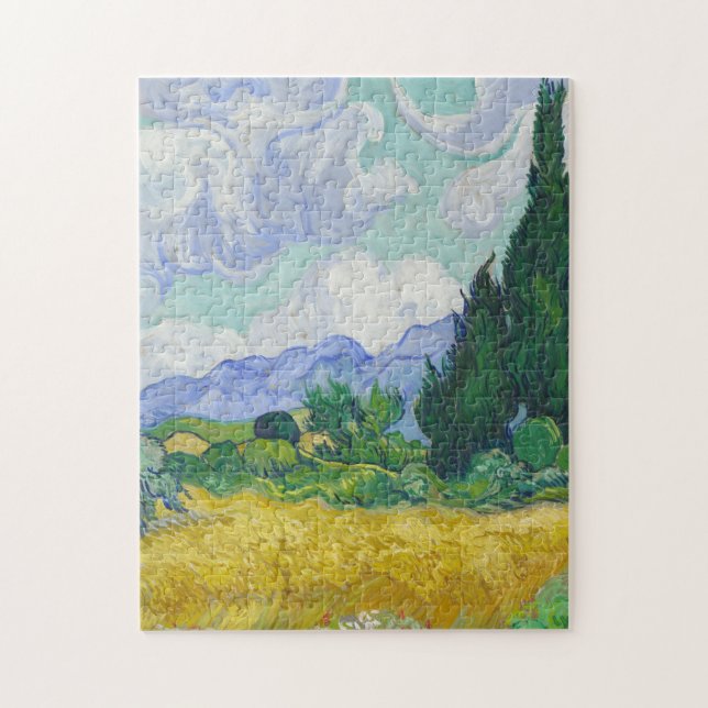 Vincent van Gogh - A Wheatfield, med kypresser Pussel (Vertikal)
