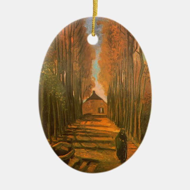 Vincent van Gogh - Allé med popplar på hösten Julgransprydnad Keramik (Framsidan)