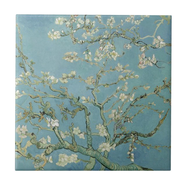 Vincent Van Gogh Almond Blommar Blommigt Painting Kakelplatta (Framsidan)