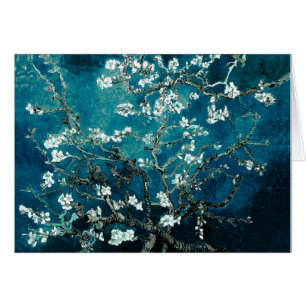 Vincent Van Gogh Almond Blommar Mörk  Teal Hälsningskort