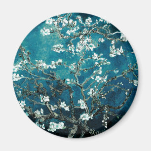 Vincent Van Gogh Almond Blommar Mörk Teal Magnet