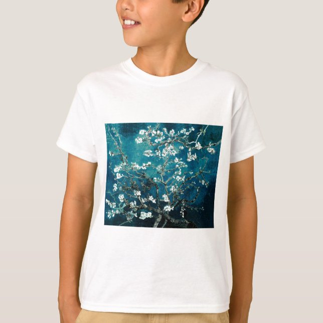 Vincent Van Gogh Almond Blommar Mörk  Teal Tee (Framsida)