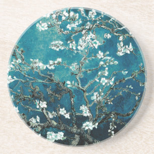 Vincent Van Gogh Almond Blommar Mörk Teal Underlägg Sandsten