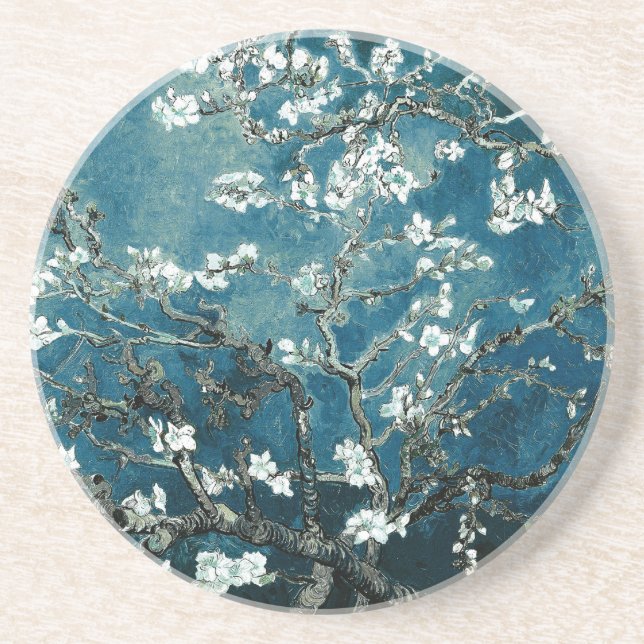 Vincent Van Gogh Almond Blommar Mörk  Teal Underlägg Sandsten (Framsidan)