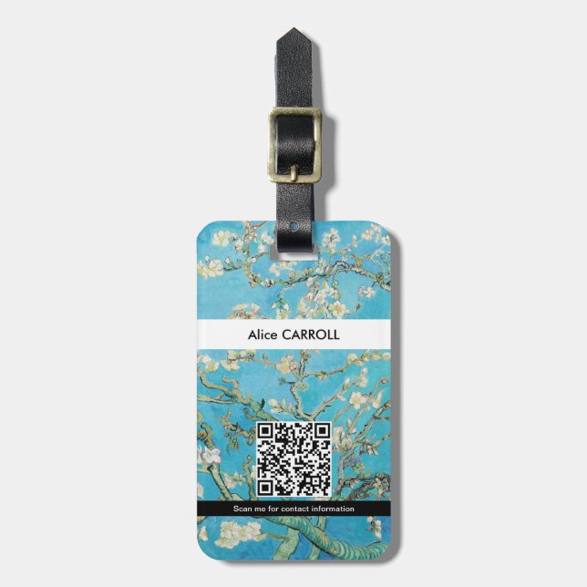 Vincent van Gogh - Almond Blommar - QR-kod Bagagebricka (Vertikal Framsida)