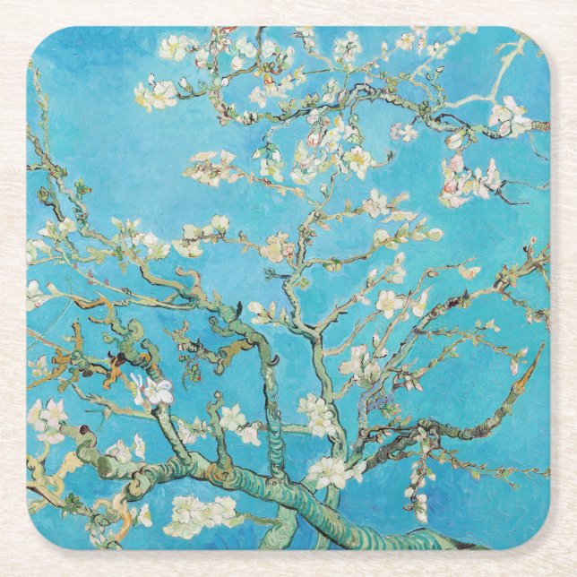 Vincent van Gogh - Almond Blommar Underlägg Papper Kvadrat (Framsidan)