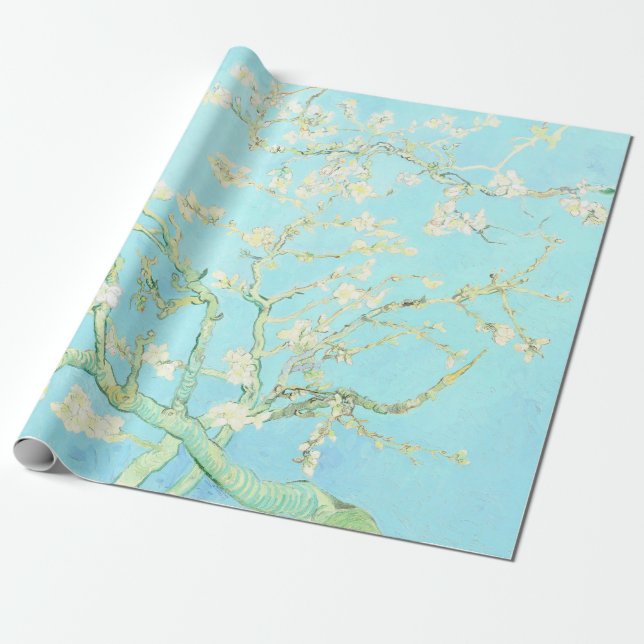 Vincent Van Gogh Almond Blommars : Aqua Presentpapper (Utrullad)