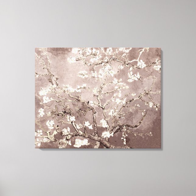 Vincent Van Gogh Almond Blommars Beige Taupe Canvastryck (Framsida)