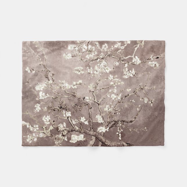 Vincent Van Gogh Almond Blommars Beige Taupe Fleecefilt (Framsidan (Horisontell))