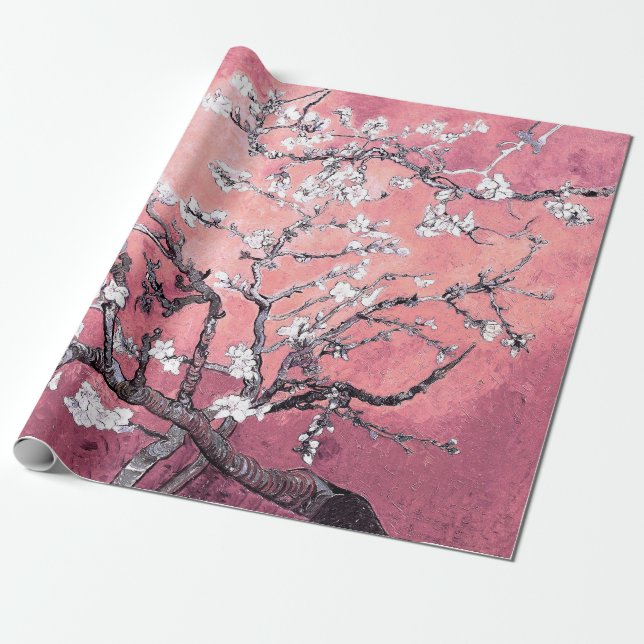 Vincent Van Gogh Almond Blommars Peachy Rosa Presentpapper (Utrullad)
