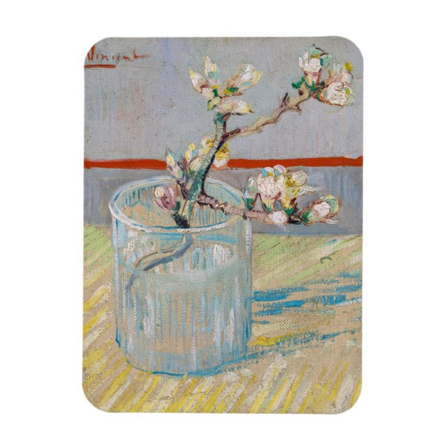 Vincent van Gogh - Almond Gren i ett glas Magnet (Vertikal)