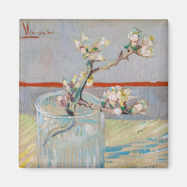 Vincent van Gogh - Almond Gren i ett glas Magnet (Framsidan)