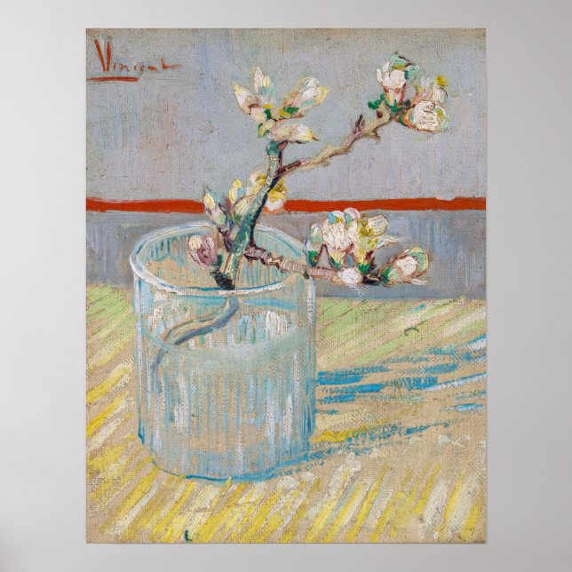 Vincent van Gogh - Almond Gren i ett glas Poster (Framsidan)