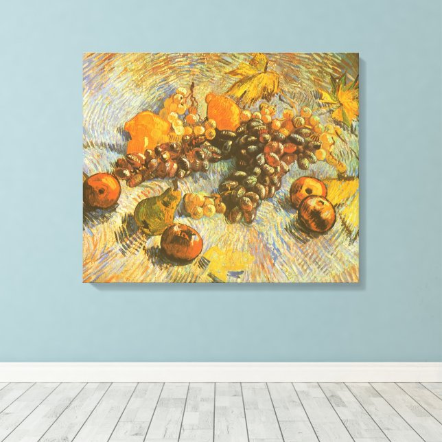 Vincent van Gogh - Äpplen, päron, citroner, vindru Canvastryck (Insitu (trägolv))