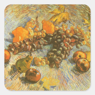 Vincent van Gogh - Äpplen, Päron, Citroner, Vindru Fyrkantigt Klistermärke