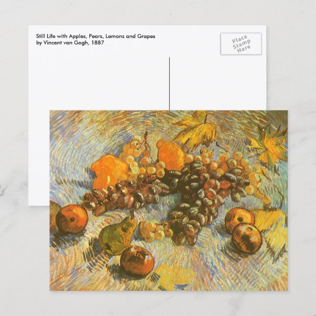 Vincent van Gogh - Äpplen, päron, citroner, vindru Vykort (Fram/baksida)