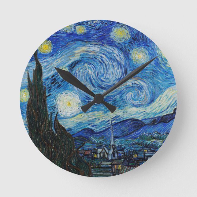 Vincent Van Gogh är Starry Natt Rund Klocka (Framsida)