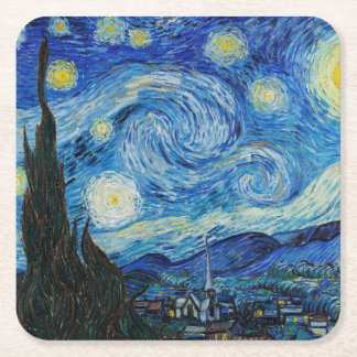 Vincent Van Gogh är Starry Natt Underlägg Papper Kvadrat