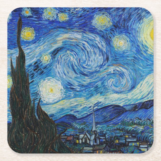 Vincent Van Gogh är Starry Natt Underlägg Papper Kvadrat (Framsidan)