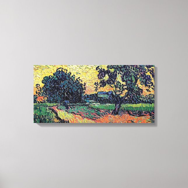 Vincent Van Gogh - Auvers' chateau vid Sunset Canvastryck (Framsida)