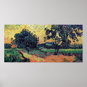 Vincent Van Gogh - Auvers' chateau vid Sunset Poster