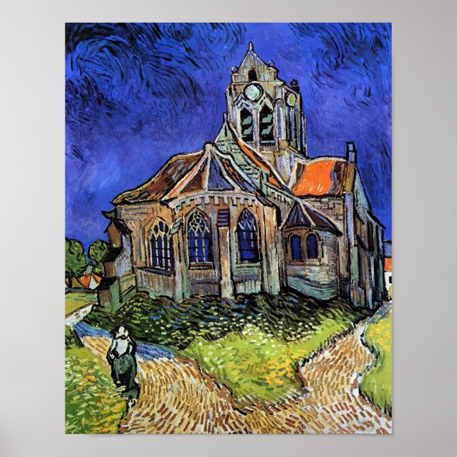 Vincent Van Gogh - Auvers kyrka Poster (Framsidan)