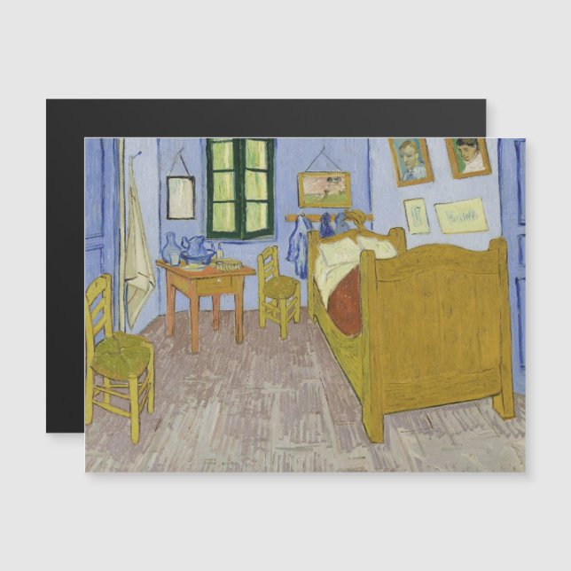 Vincent Van Gogh, Bedroom in Arles, 3:e versionen Magnetisk Inbjudningskort (Fram/baksida)