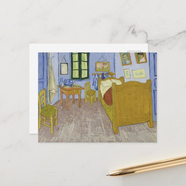 Vincent Van Gogh, Bedroom in Arles, 3:e versionen Vykort (Fram/Back In Situ)