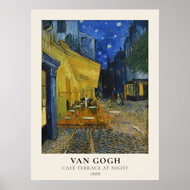 Vincent Van Gogh Berömd Cafe Terrace på natten Poster (Framsidan)