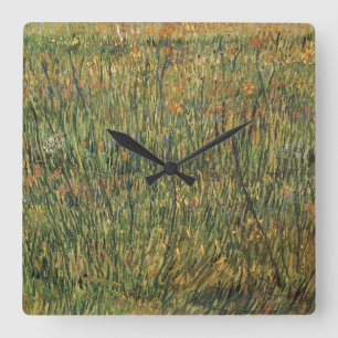 Vincent van Gogh - Betesmark i blom Fyrkantig Klocka