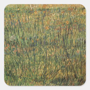 Vincent van Gogh - Betesmark i blom Fyrkantigt Klistermärke
