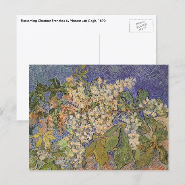 Vincent van Gogh - Blommande kastanjegrenar Vykort (Fram/baksida)