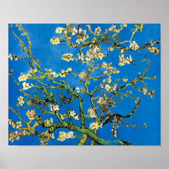 Vincent Van Gogh - Blommande mandelträd fint konst Poster (Framsidan)