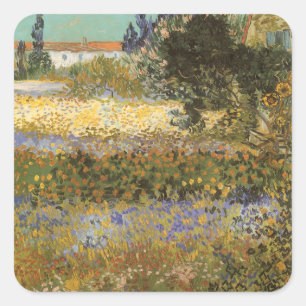 Vincent van Gogh - Blommande Trädgård Fyrkantigt Klistermärke