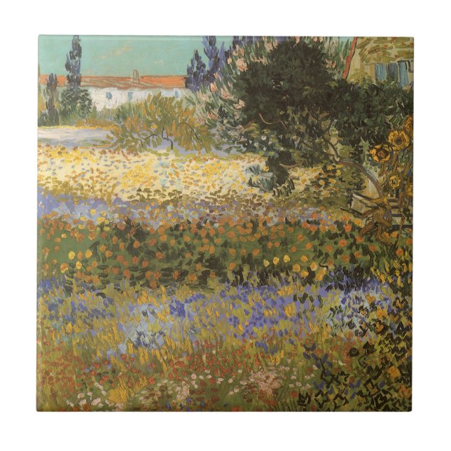 Vincent van Gogh - Blommande trädgård Kakelplatta (Framsidan)