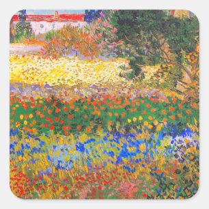 Vincent Van Gogh Blommar Garden Fyrkantigt Klistermärke