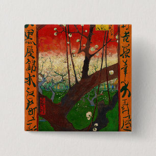 Vincent van Gogh - Blommar Plum Träd Knapp