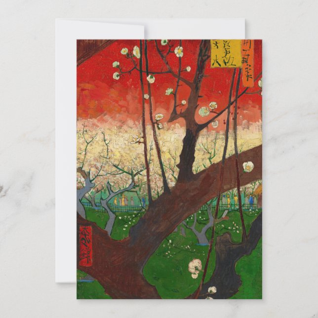 Vincent van Gogh - Blommar Plum Träd Tack Kort (Framsida)
