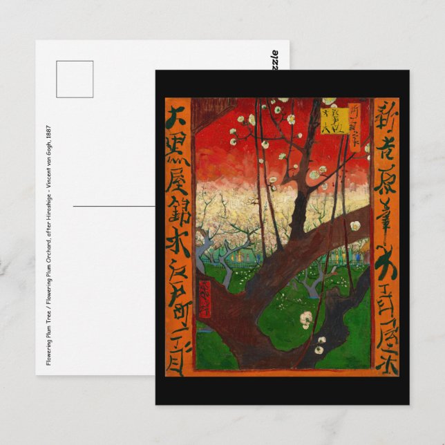 Vincent van Gogh - Blommar Plum Träd Vykort (Fram/baksida)