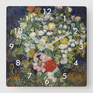Vincent van Gogh - Blommor i Vas Fyrkantig Klocka