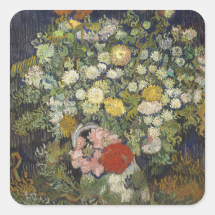 Vincent Van Gogh Blommor i Vas Fyrkantigt Klistermärke