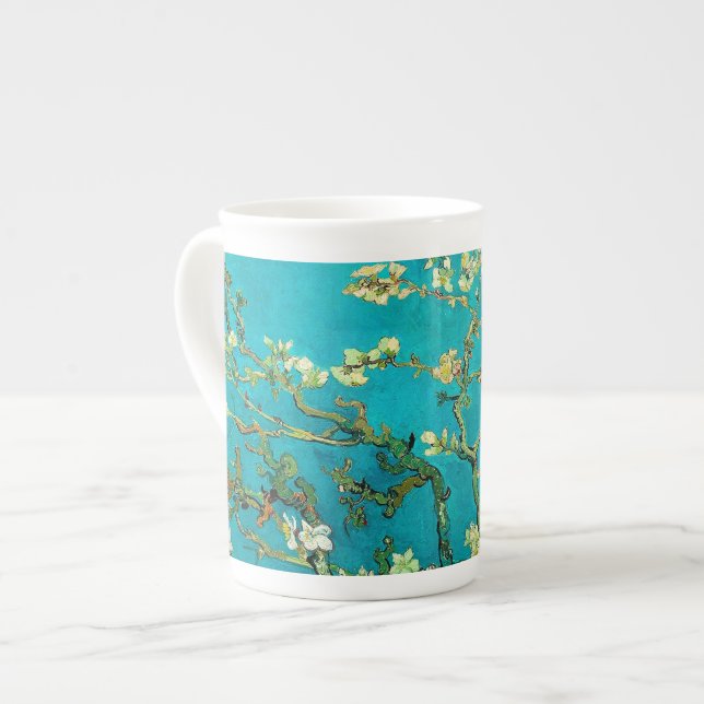 Vincent Van Gogh Blossoming Almond Träd Blommigt A Benporslin Mugg (Framsida vänster)