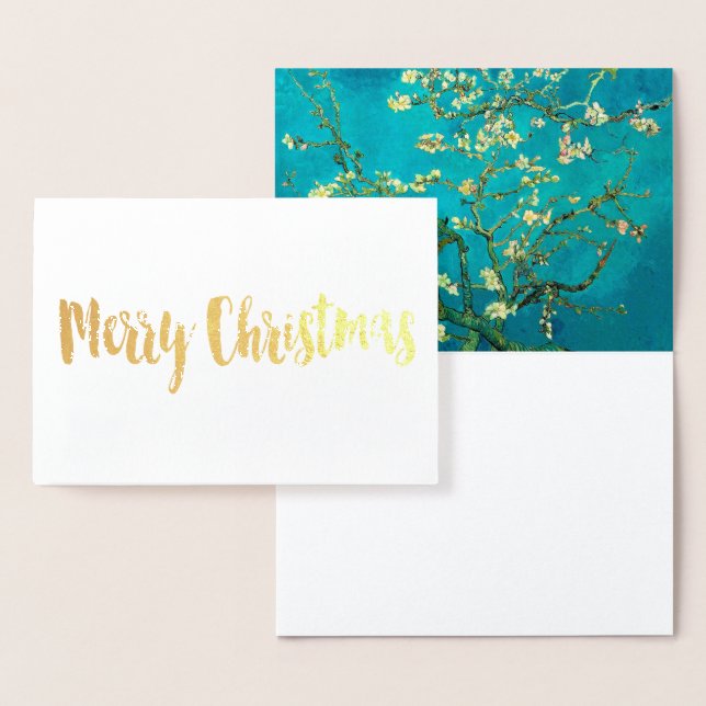 Vincent Van Gogh Blossoming Almond Träd Blommigt A Folierat Kort (Display)