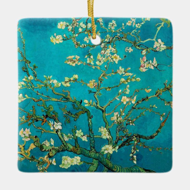 Vincent Van Gogh Blossoming Almond Träd Blommigt A Julgransprydnad Keramik (Framsida)