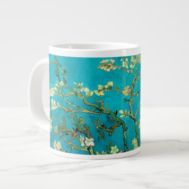 Vincent Van Gogh Blossoming Almond Träd Blommigt A Jumbo Mugg (Framsida vänster)