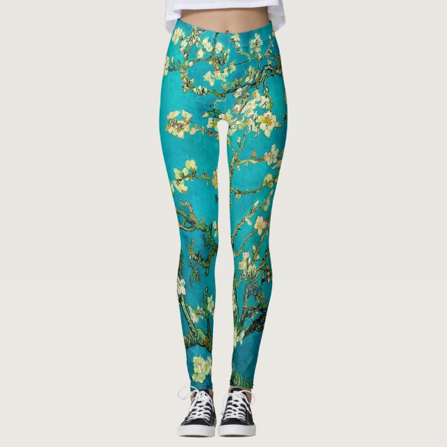 Vincent Van Gogh Blossoming Almond Träd Blommigt A Leggings (Framsida)